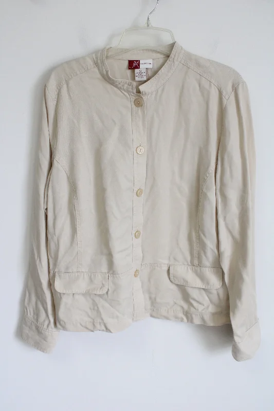 JM Collection Tan Lyocell Lightweight Jacket | 16 Satin Fabric Silk Fabric Chiffon Fabric JM Collection Tan Lyocell Lightweight Jacket | 16 Satin Fabric Silk Fabric Chiffon Fabric