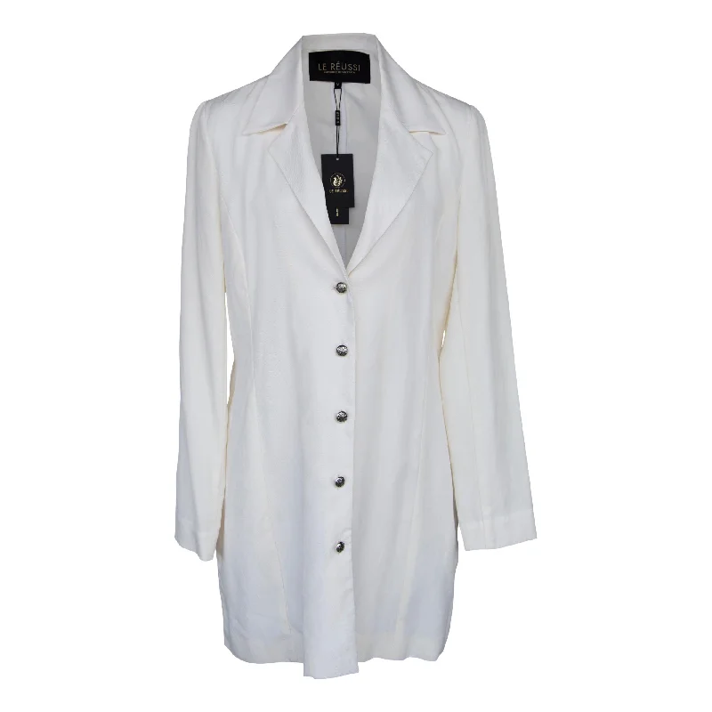 The Grace Long Blazer Dress in White Women's Unique Blazer