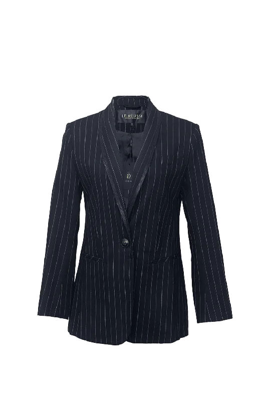 Black Pinstripes Blazer Women's Elegant Suit