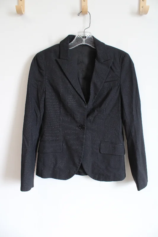 Theory Black White Pinstriped Fitted Blazer | 2 Women's Classic Blazer