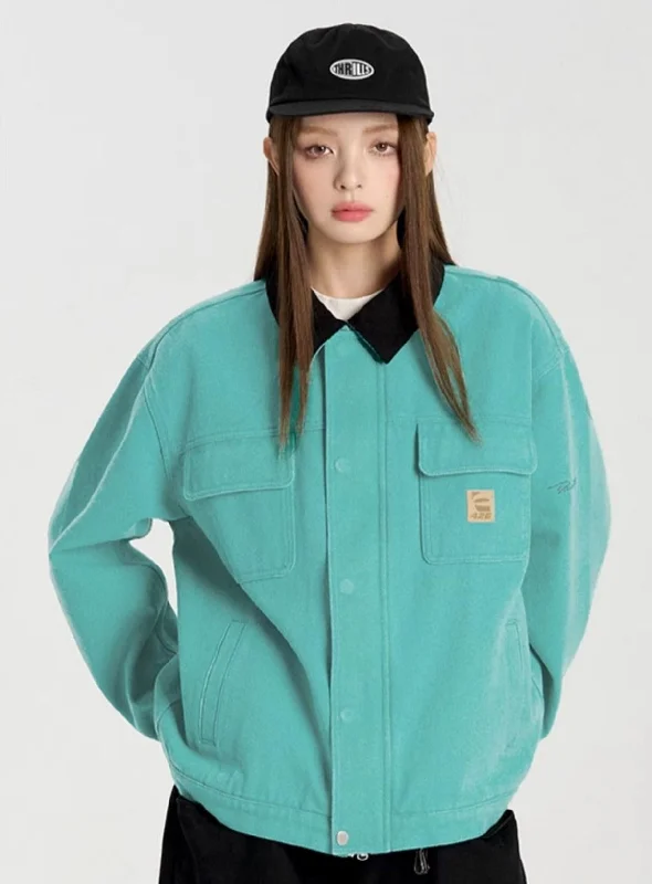 Spring Color Block Cargo Jacket Faux Fur Jacket Real Fur Jacket Shearling Jacket