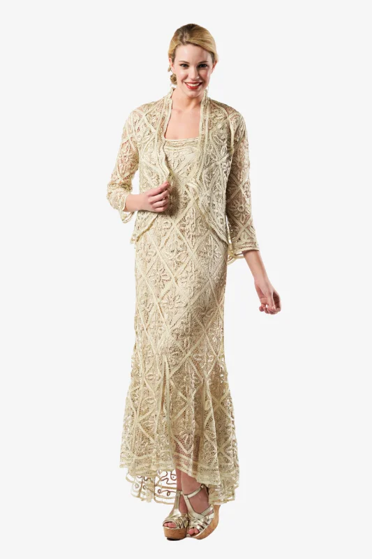 Soulmates D9124 High-Low Beaded Lace Dress with Jacket Set Fitted Jacket Loose Jacket Oversized Jacket Soulmates D9124 High-Low Beaded Lace Dress with Jacket Set Fitted Jacket Loose Jacket Oversized Jacket