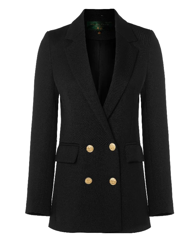 Double Breasted Blazer - Black Twill High-End Women's Suit