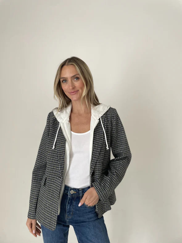 Drew Blazer Tweed Black/Blue - Six Fifty Clothing Women's Vintage Suit