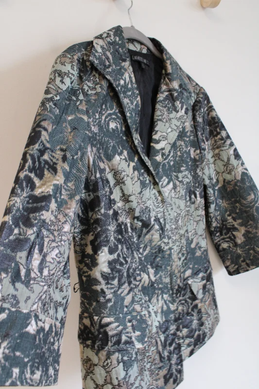 Lafayette 148 New York Helena Brocade Green Gray Floral Blazer Jacket | 10 Hooded Jacket Caped Jacket Shawl Collar Jacket Lafayette 148 New York Helena Brocade Green Gray Floral Blazer Jacket | 10 Hooded Jacket Caped Jacket Shawl Collar Jacket