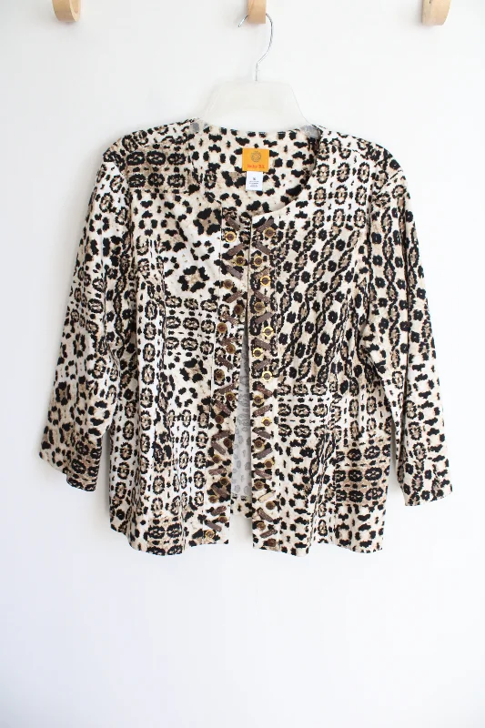 Ruby Rd. Leopard Print Cotton Jacket | 16 Fleece Jacket Down Jacket Feather Jacket