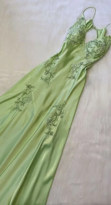 Sage Green Vintage V Neck Beading Long Party Dress,DP1837 Tunics Versatile stylish