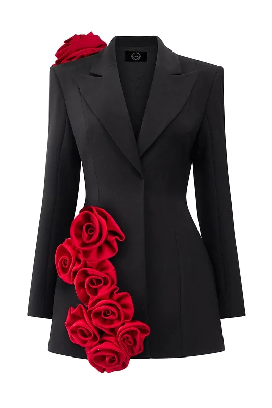 BLACK ROSE TWILL BLAZER DRESS Women's Radiation Jacket