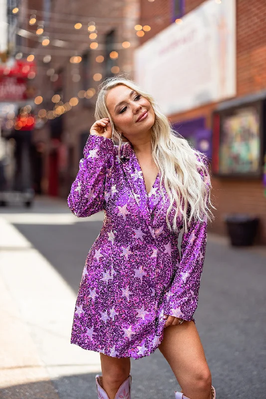Riley Sequin Blazer Dress - Hypnotic Stars Women's Handmade Blazer