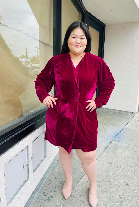 Bloomchic One-Button Magenta Blazer Dress, Sizes 12, 14 Available! Women's Classic Suit