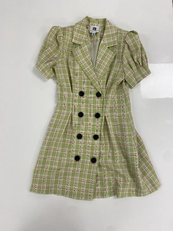 Blazer Checkered Green Belted Dress Women's Vintage Suit