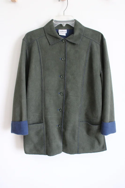 Bonworth Green Sueded Blue Fleece Lined Jacket | S Zippered Jacket Buttoned Jacket Snapped Jacket Bonworth Green Sueded Blue Fleece Lined Jacket | S Zippered Jacket Buttoned Jacket Snapped Jacket