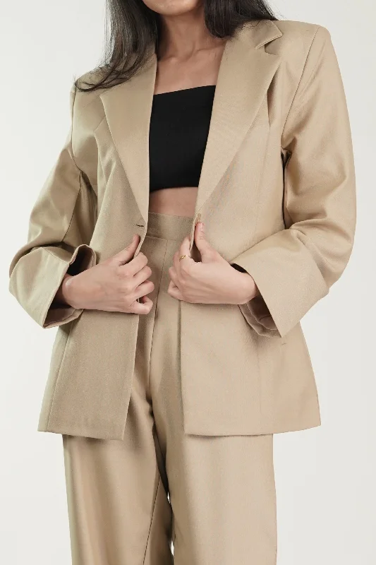 Formal Beige Blazer Women's Advanced Suit