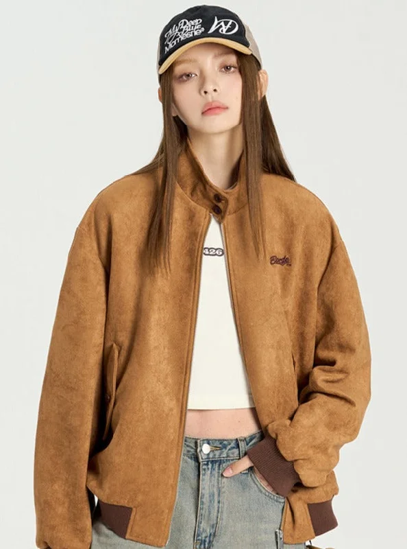 Versatile Retro Suede Jacket Fleece Jacket Down Jacket Parka
