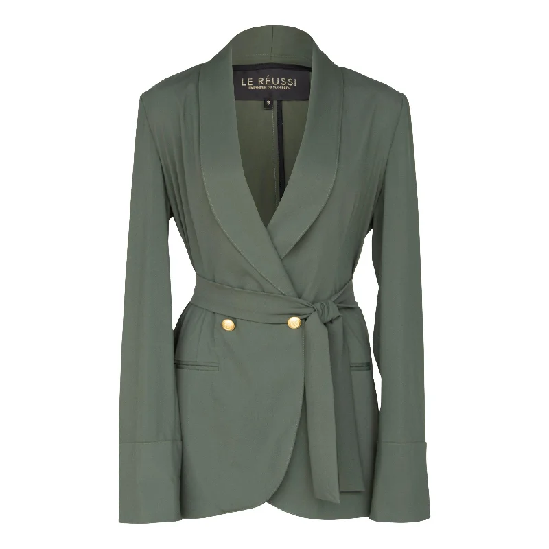 Women's Olive Blazer With Front Buttons Women's Luxurious Jacket