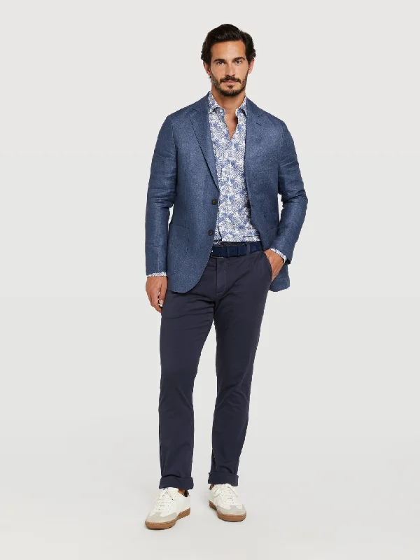 Unstructured plain hopsack linen blazer Women's Solid Blazer