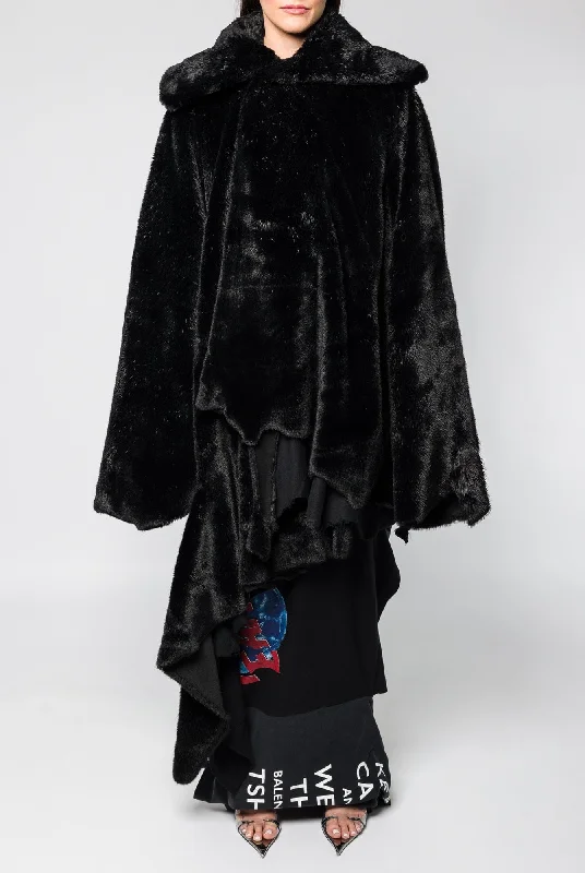 Balenciaga Faux Fur Jacket Tailored Jacket Straight Jacket A-Line Jacket