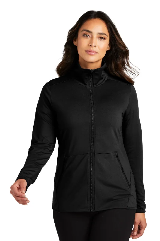 Port Authority Womens Accord Stretch Moisture Wicking Fleece Full Zip Jacket - Black