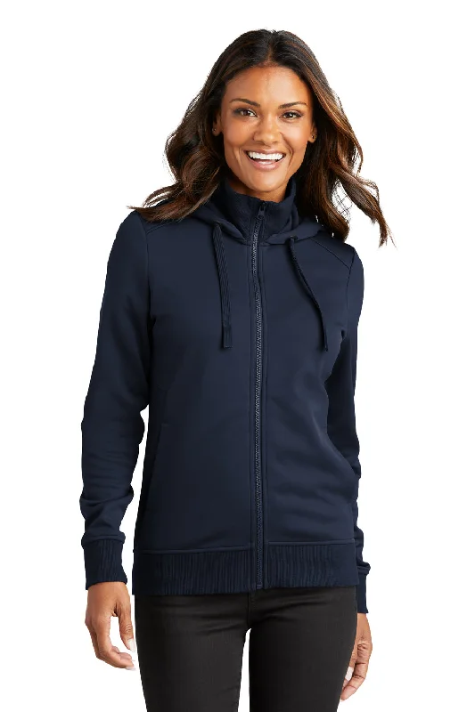 Port Authority Womens Smooth Fleece Full Zip Hooded Jacket - River Navy Blue