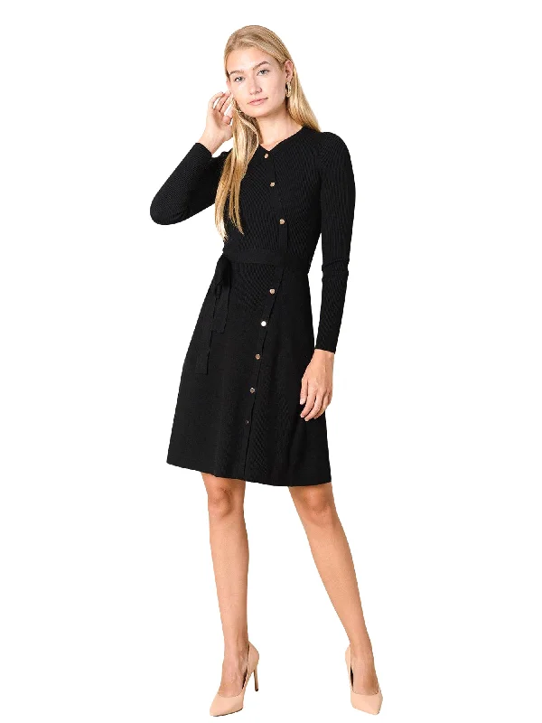 Apparalel Knit V-Neck Snap Dress