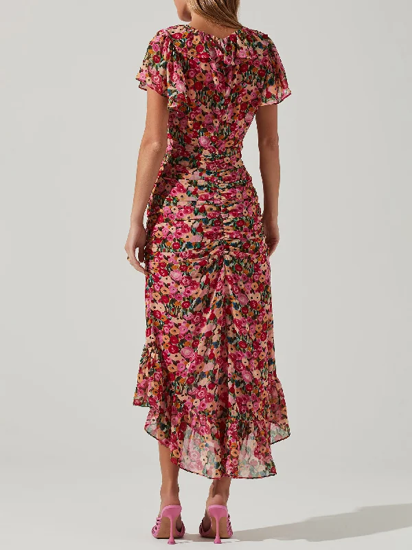 ASTR Floral Ruched Dress