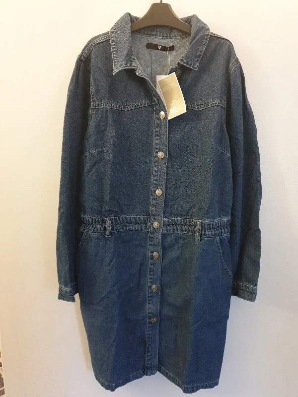 Denim Dress Long Sleeve- Blue. Uk14