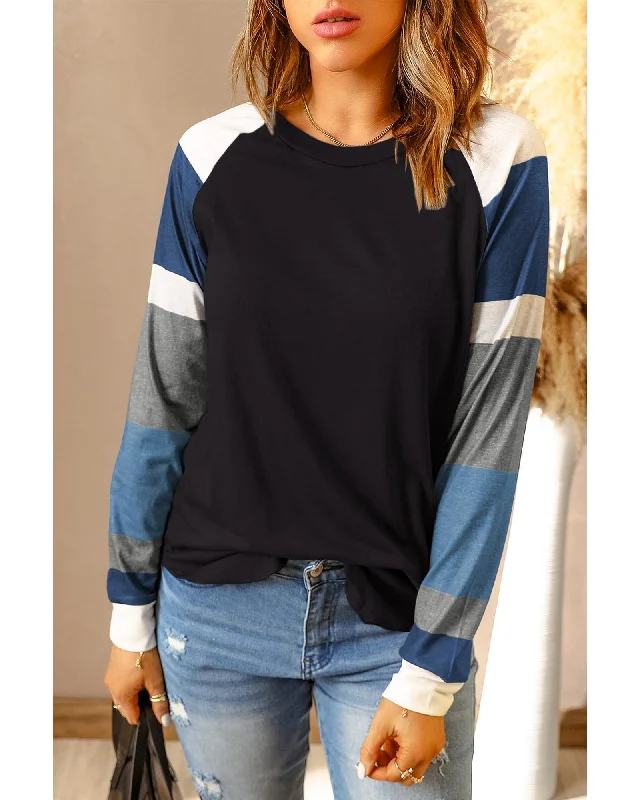 Azura Exchange Long Sleeve Color Block Pullover Top - M