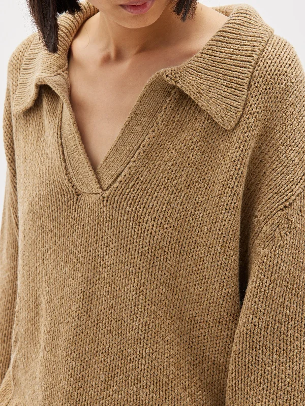 boxy cotton polo knit