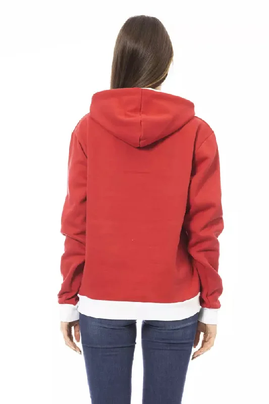 Chic Red Cotton Hoodie with Front Logo