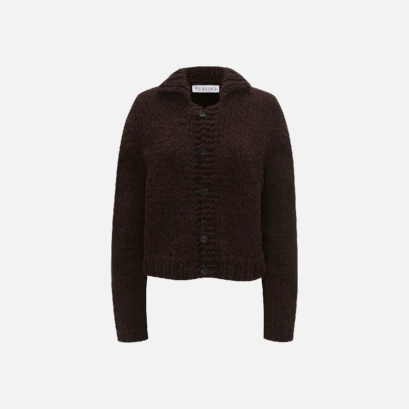 JW Anderson Chenille Cardigan - Chocolate Brown