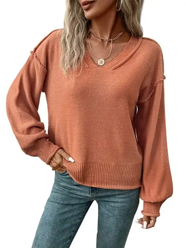 New women’s long sleeve solid color sweater