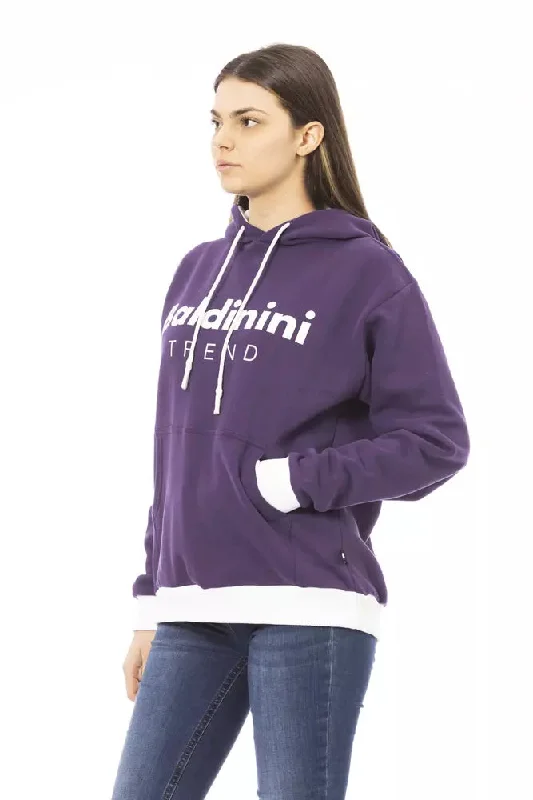 Purple Cotton Fleece Hoodie with Logo