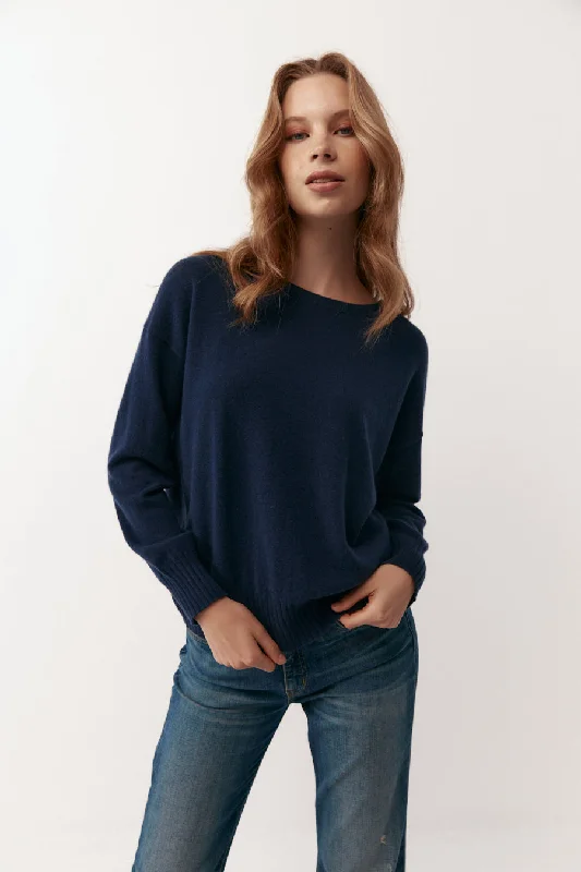 Essential Cashmere Relaxed Crewneck - French Navy