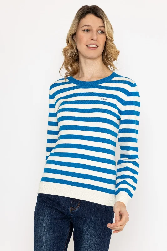 Stripe Crew Neck in Navy