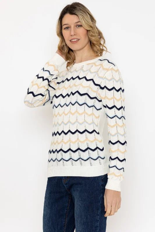 Textured Crew Neck Knit in Ecru