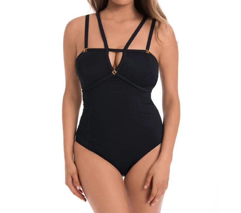 Double Strap One Piece Swimsuit In Amo Black