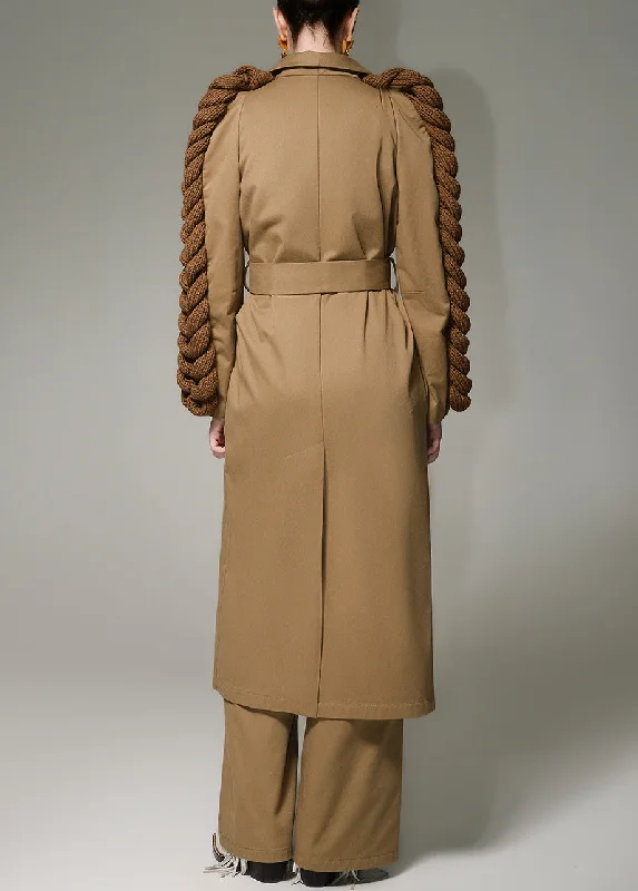 PECAN KNITTED SLEEVES TRENCH