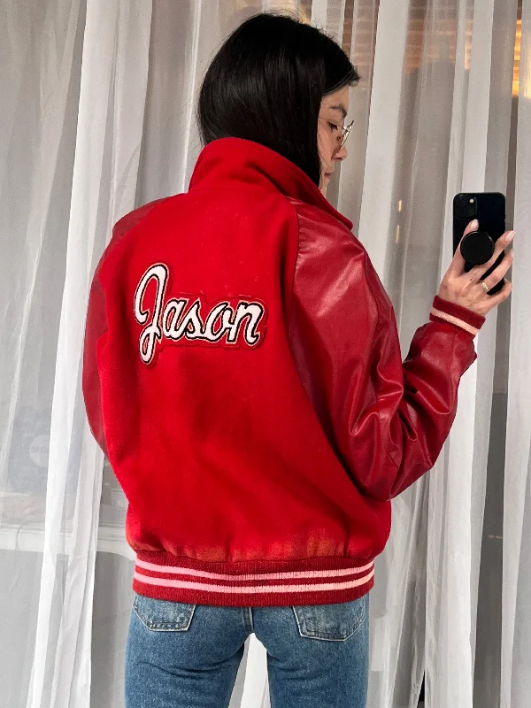 1960s ""Jason"" cherry red letterman jacket