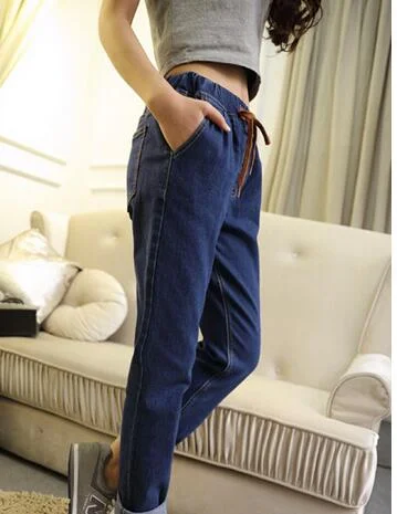 2018 Women Pants Jeans Summer Elastic Waist Vintage Denim Jeans Leisure Boyfriend jeans for women Plus size 2XL 3XL 4XL 5XL