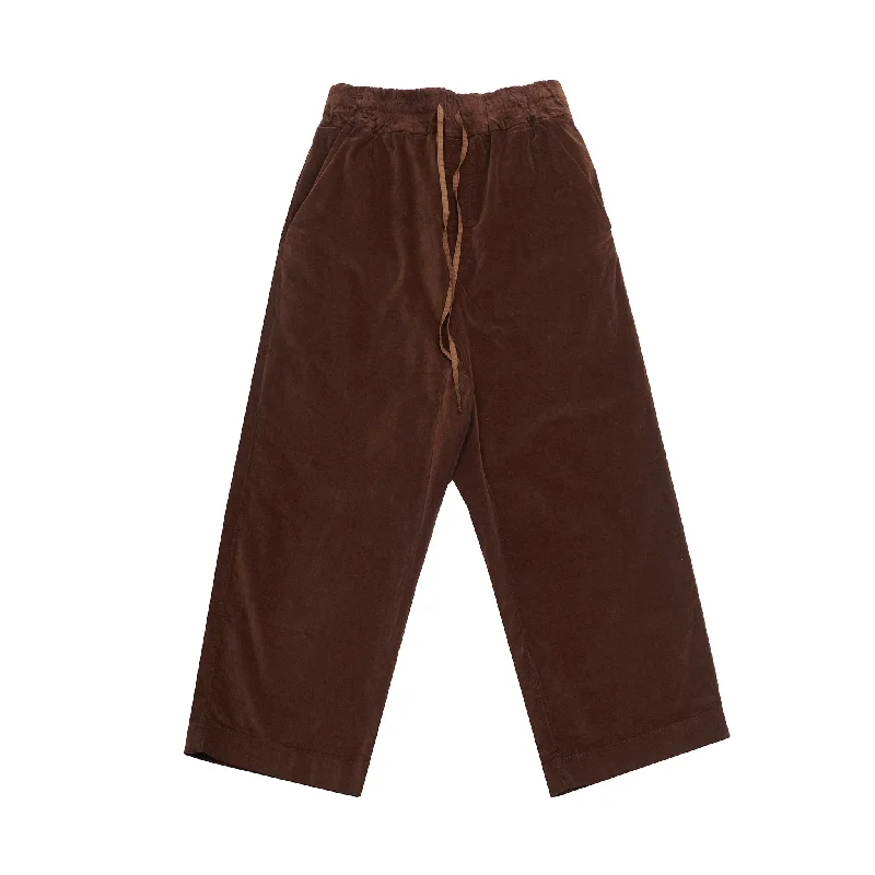 Album Di Famiglia Velvet Wide & Short Trousers in Coffee