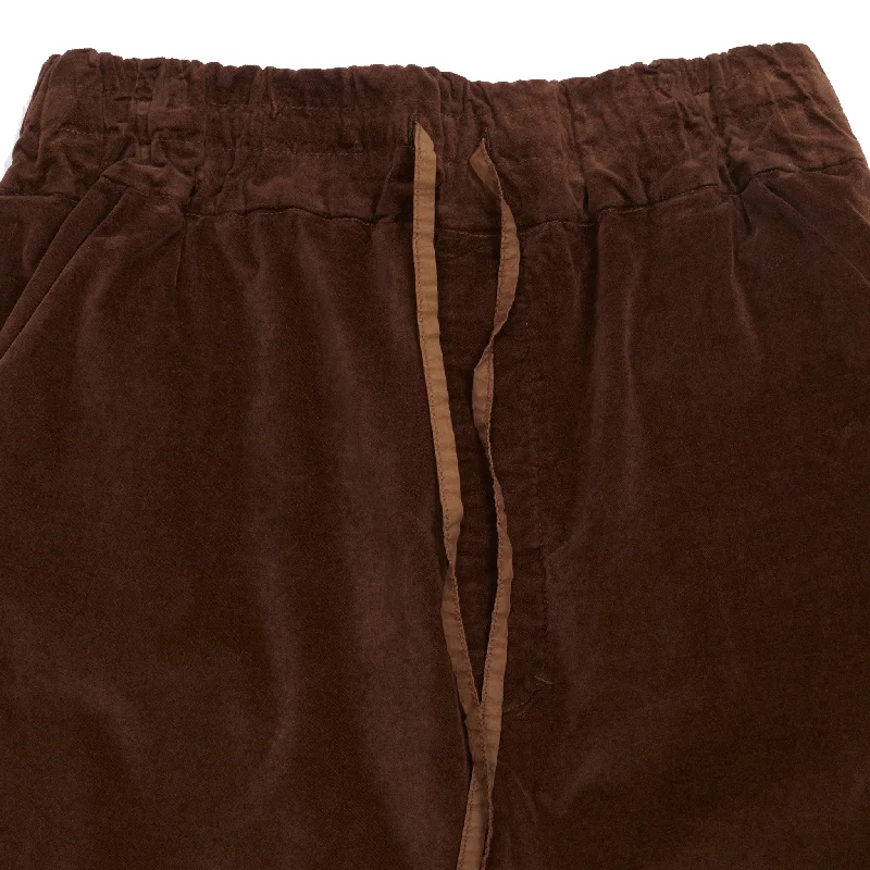 Album Di Famiglia Velvet Wide & Short Trousers in Coffee