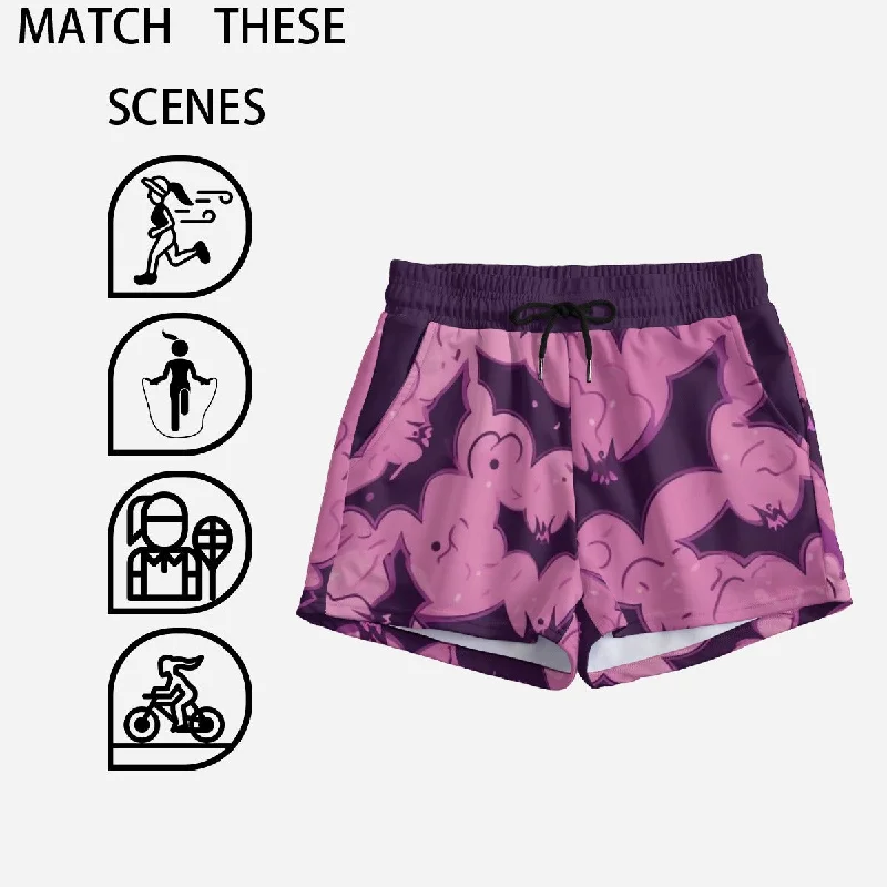 Purple & Pink Ghosts Women's Casual Shorts