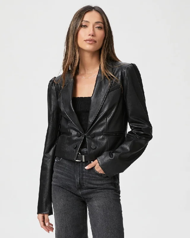 Paige Argentina Blazer in Black Faux Leather