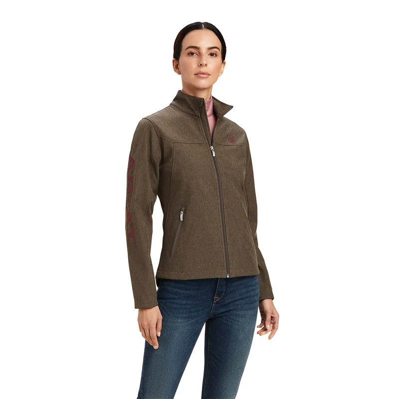 Ariat Women's New Team Softshell Jacket Banyan Bark Heather, Brown