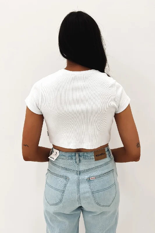 Boundless Recycled Rib Cropped Tee White