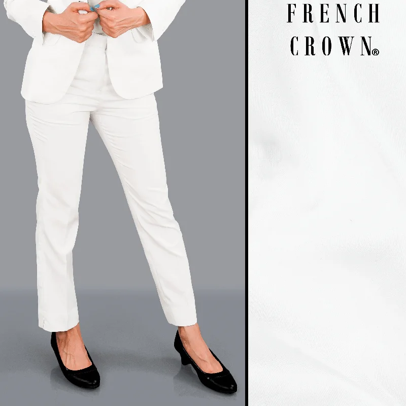 Bright White with Black Premium Cotton Women's Pant