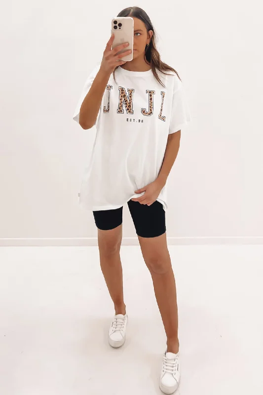 Collegiate Leopard Tee White