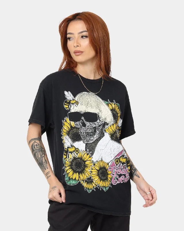 Goat Crew Flower Skull Vintage T-Shirt Black Wash