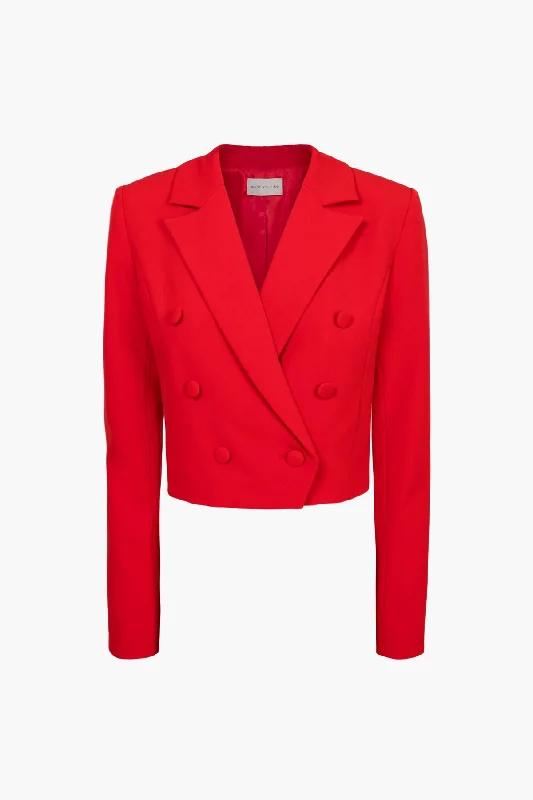 Adelyn Rae Gretchen Double Breasted Cropped Blazer in Paprika