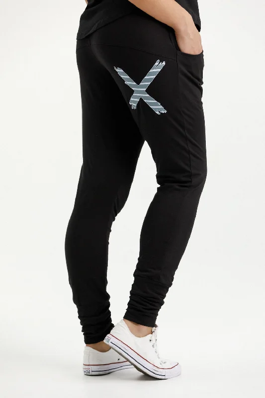 Homelee Apartment Pants - Black with Stormy Stripe X